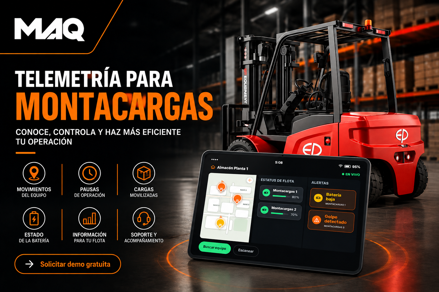 Más que un montacargas: conoce y controla tu operación con telemetría